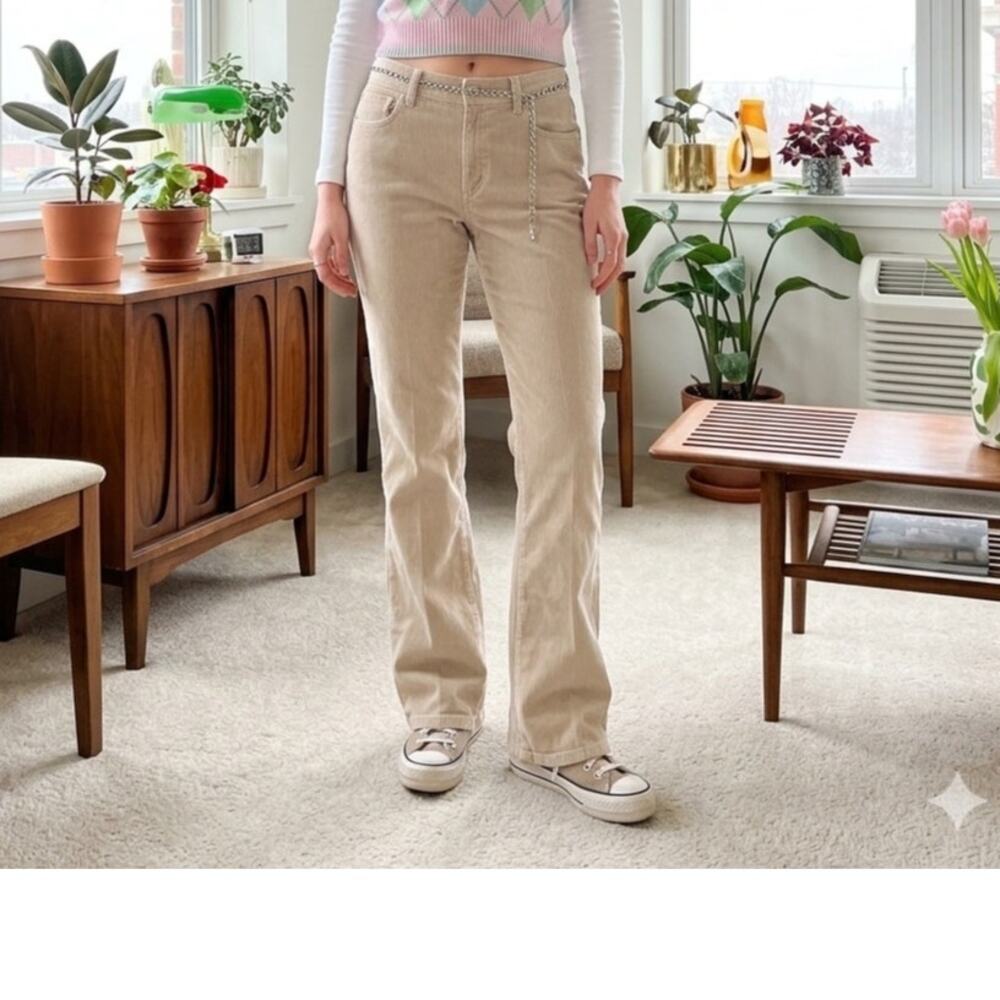 Vintage Y2K Ralph Lauren Corduroy Pants Classic Bootcut Beige Tan Size 12